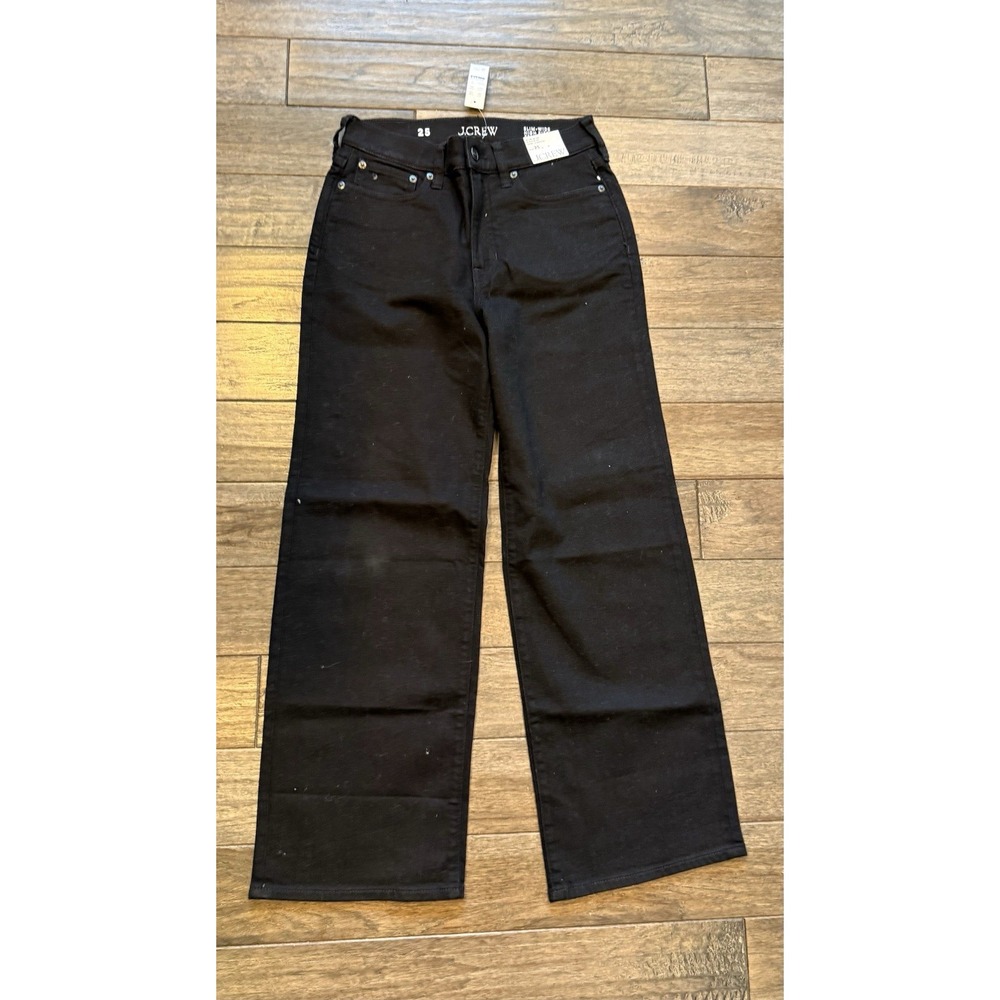 J.Crew Slim-Wide Jeans Women 25 Black High Rise Semi-Stretch DM7627 New